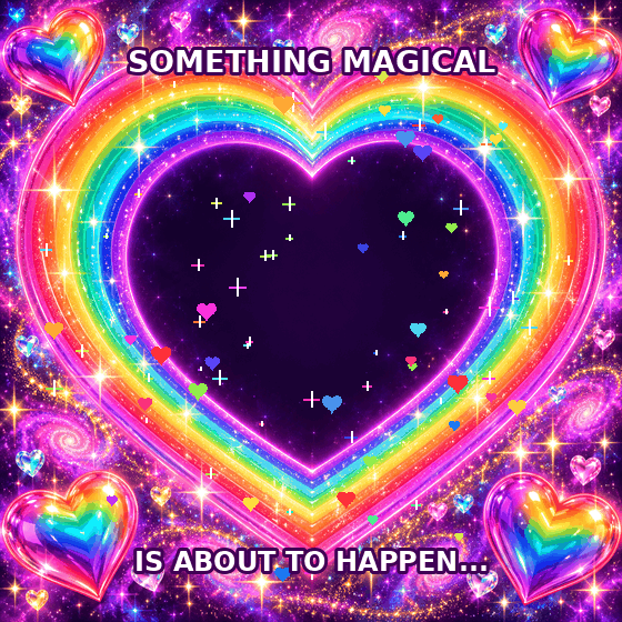 Morgan spinning out of a rainbow heart in a ridiculous animated GIF